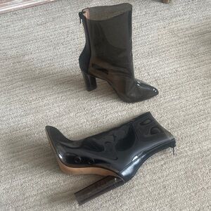 Yeezy Women's Black Clear PVC Chunky Heel Ankle Boots, size 37